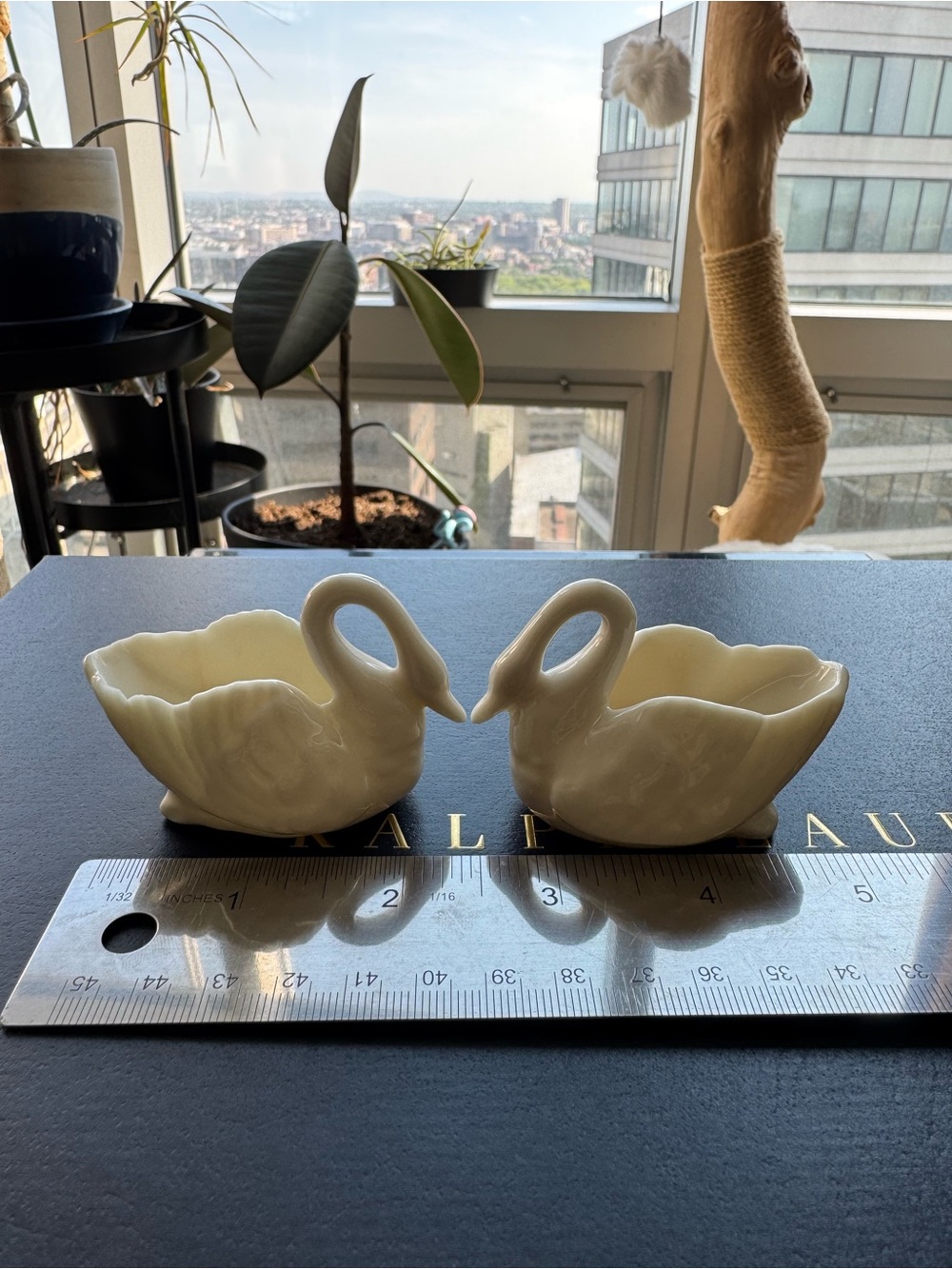 Lenox Vintage Swan Salt Cellar Pair - Cream Porcelain